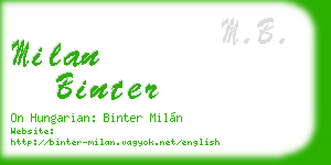 milan binter business card